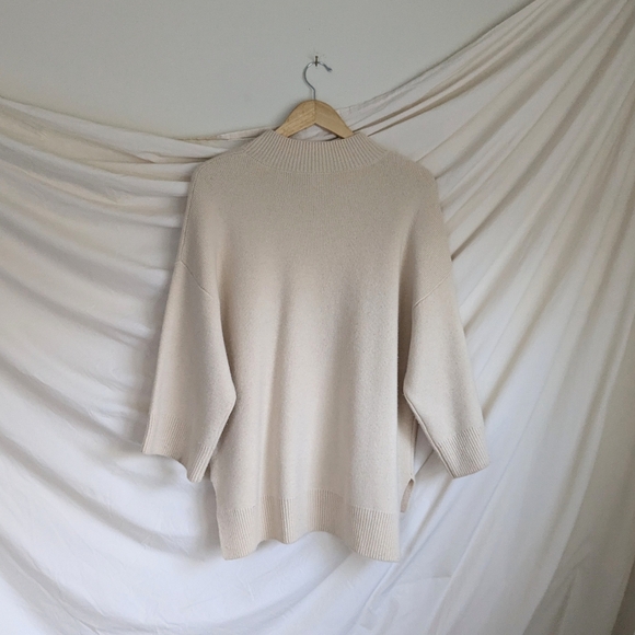 Baldwin Cream Cashmere Wool Mock Neck Boxy Fit Oversized Sweater S - Picture 2 of 6